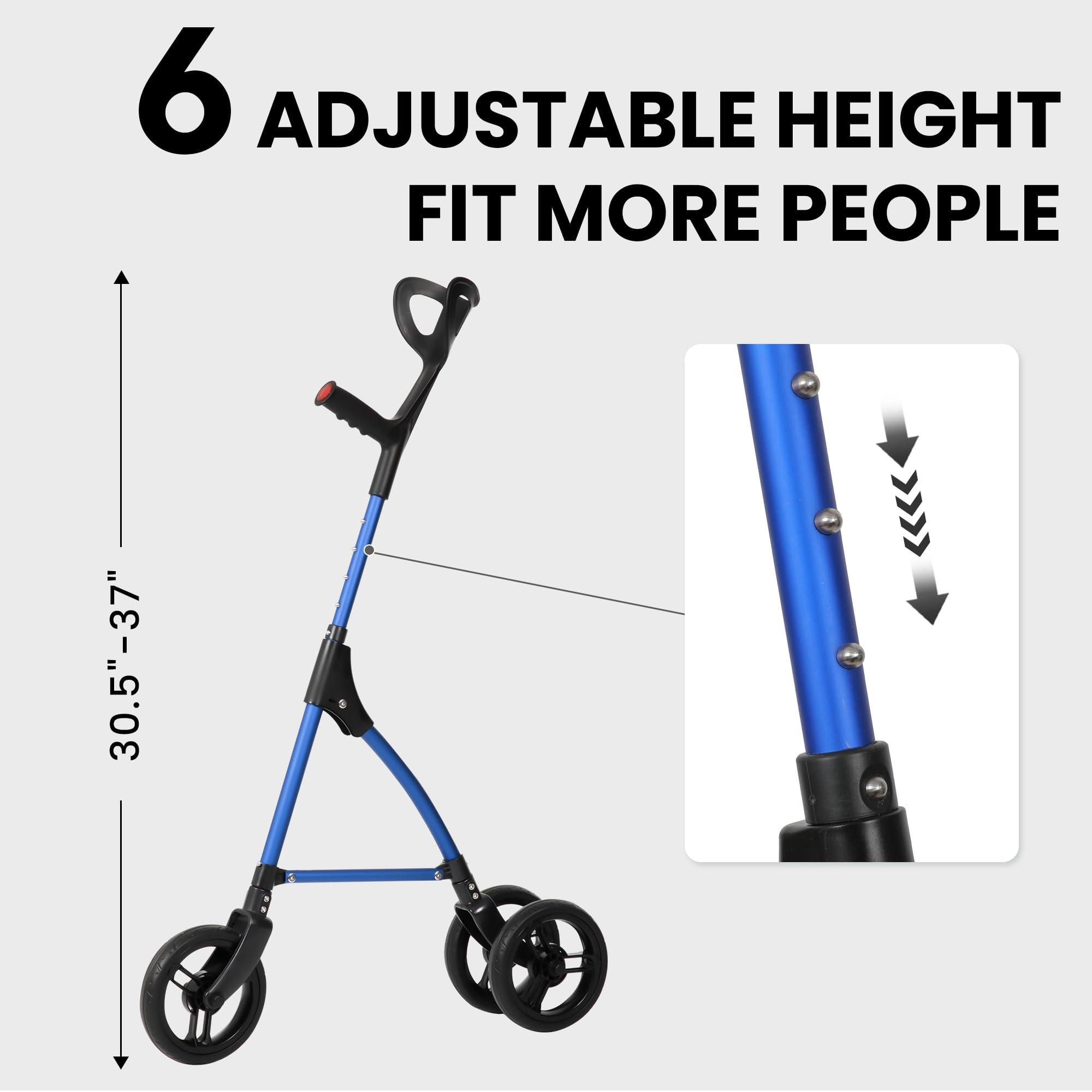 DAILYLIFE DAILYLIFE Rollator Walker for Seniors & Caregivers - Steerable Cane with 7.5" Wheels, Adjustable Height, Folding Design, Lightweight Aluminum Frame - Blue