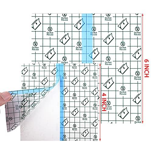 Nuanchu 50 Pieces Shower Waterproof Patch Transparent Stretch Adhesive Bandage Waterproof Clear Adhesive Bandages Tattoo Protective Transparent Film Adhesive Bandages for Tattoos (4 x 4 Inch, 6 x 6 Inch)