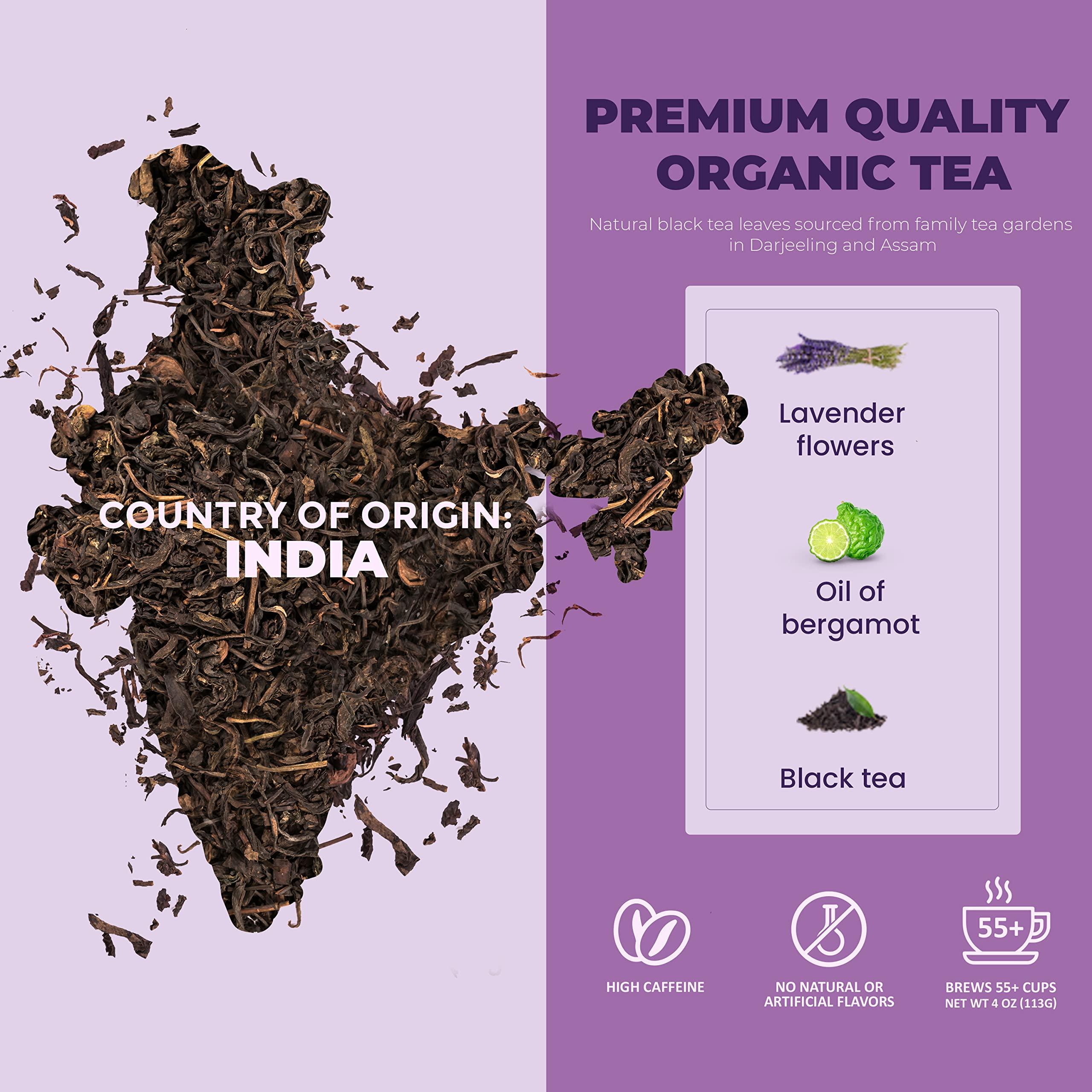 Gardenika Gardenika Organic Earl Grey Loose Leaf Tea with Lavender and Bergamot Oil, Caffeinated Black Leaves, Kosher, No Natural or Artificial Flavors - 4 oz