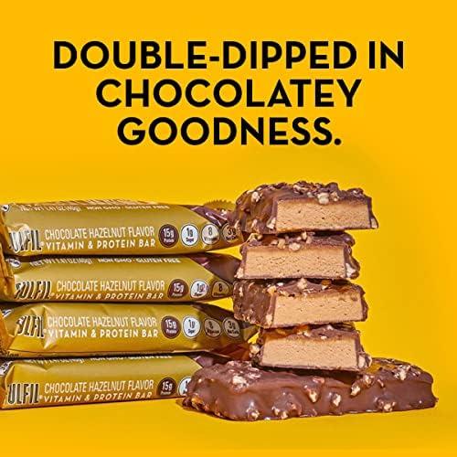 Fulfil FULFIL Vitamin and Protein Bars, Chocolate Salted Caramel, Snack Sized Bar with 15g Protein & Vitamin and Protein Bars, Hazelnut, Snack Sized Bar with 15 g Protein and 8 Vitamins