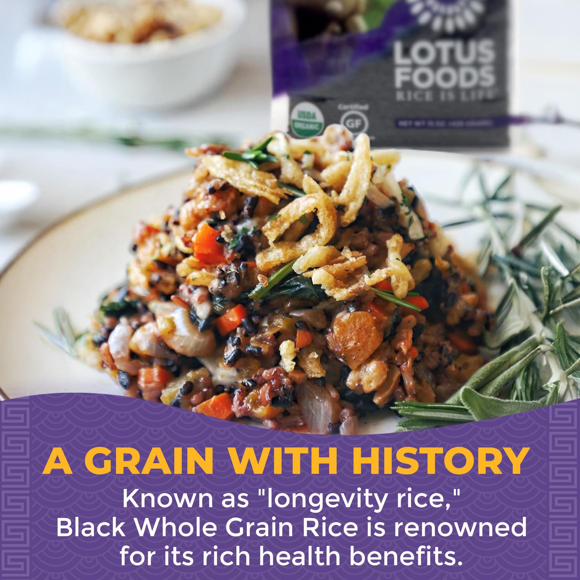 Lotus Foods Lotus Foods Organic Forbidden Rice - Black Rice Organic, Purple Rice, Black Rice Bulk, Gluten Free Heirloom Rice, Whole Grain, Non GMO, Vegan - 15 Oz Bag (Pack of 1)