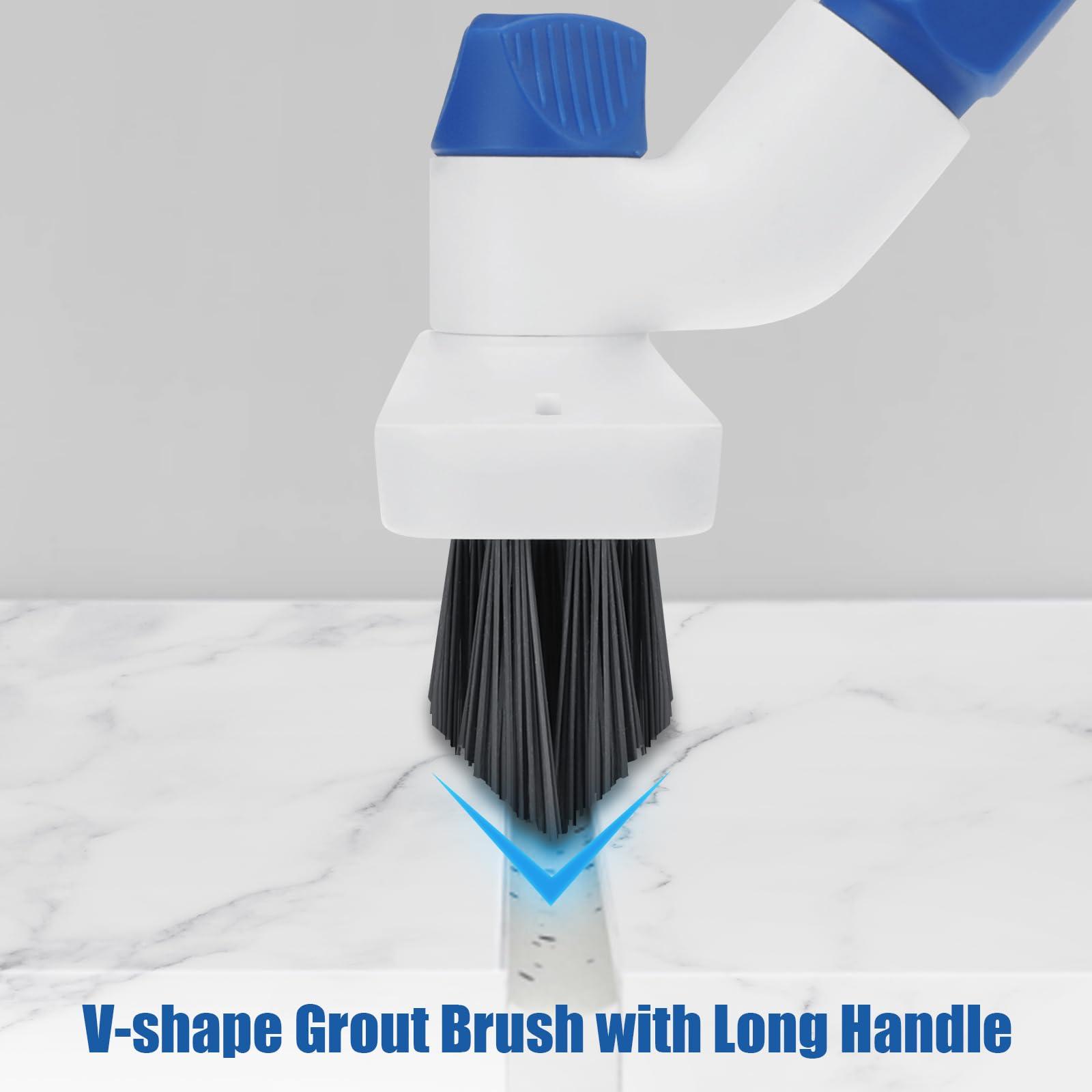 Qaestfy Qaestfy Floor Grout Scrub Brush with Squeegee 3 in 1, 55\'\' Extendable Long Handle Floor Scrubber Cleaner Brush for Scrubbing Deck, Tile, Garage Floor, Patio, Concrete, Rug, Shower Bathroom