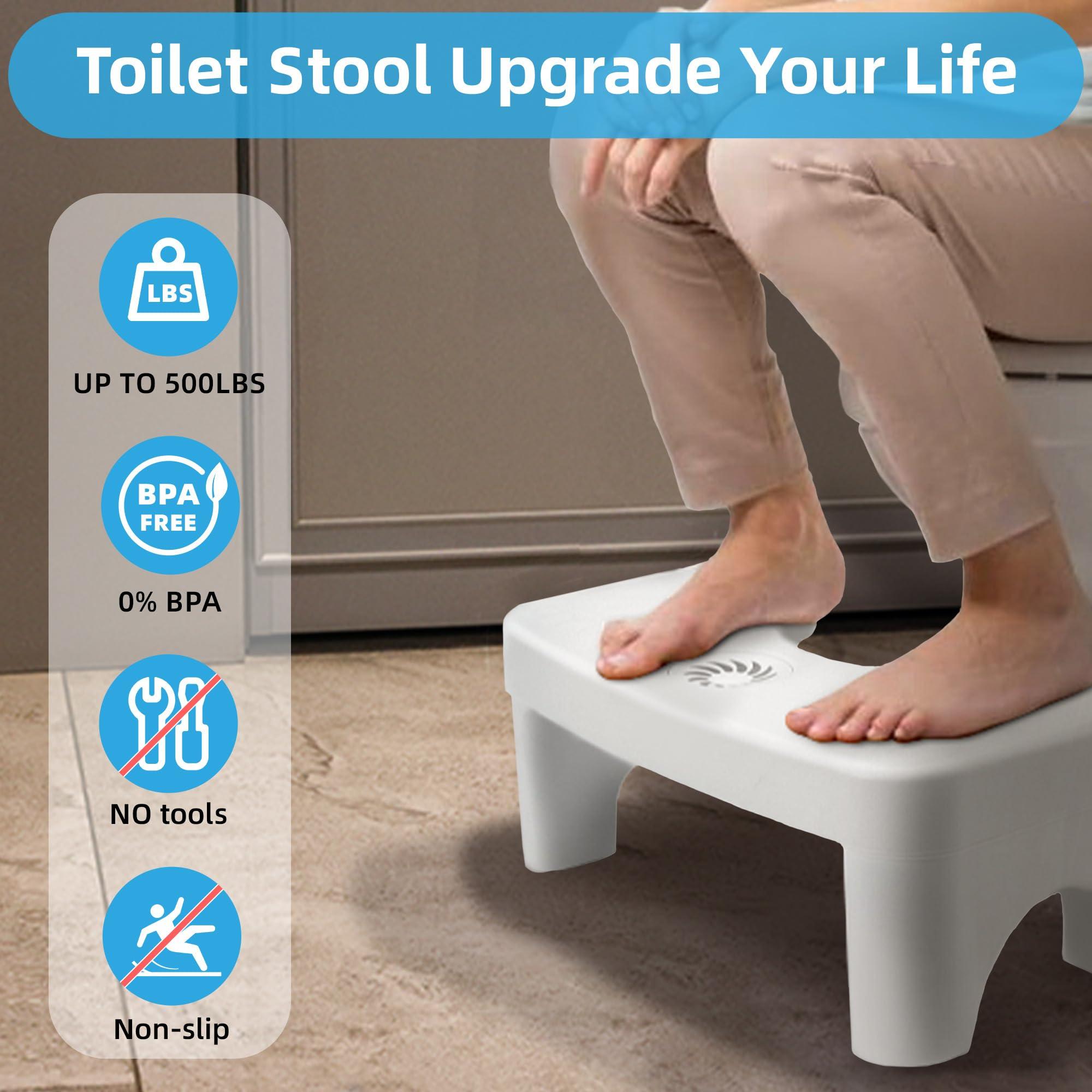 Brippo Toilet Poop Stool, 7\" Height Squatting Poop Foot Stool, Plastic Portable Bathroom Non-Slip Potty Step Stool, Stable Healthy Toilet Assistance Step Stool