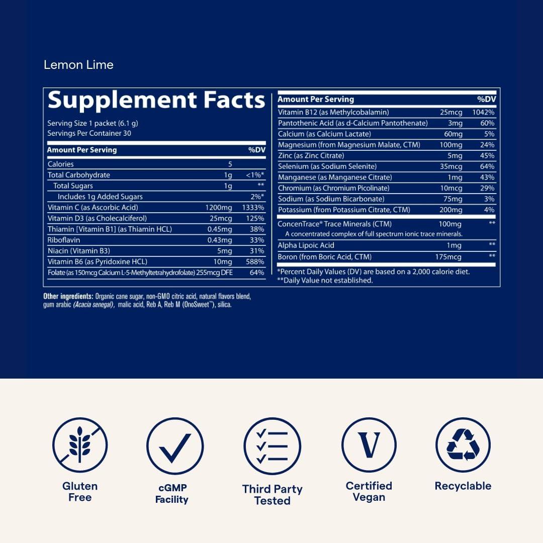 Trace Minerals Trace Minerals | Electrolyte Stamina Power Pak | 1200 mg Vitamin C | Non-GMO | Lemon Lime, Orange Blast, and Concord Grape | 30 Packets Variety (Pack of 3)