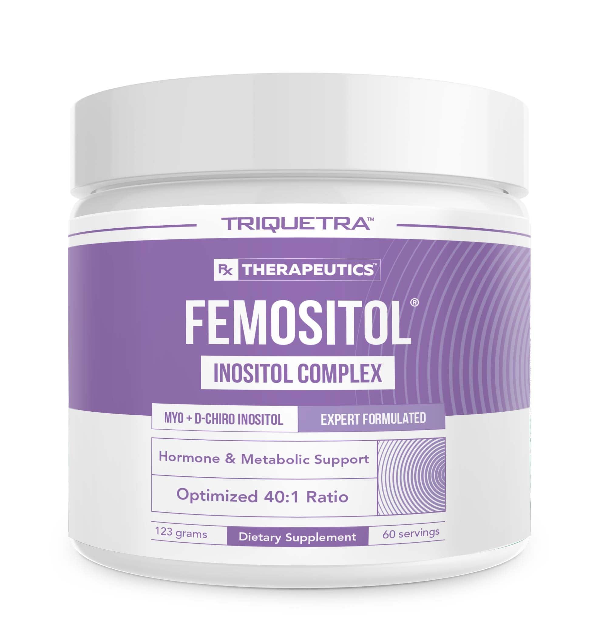Triquetra Health FemoSitol Inositol Powder | Myo-Inositol & D-Chiro Inositol Complex - Clinically Proven 40:1 Ratio (Vitamin B8) | PCOS, Hormonal Balance & Healthy Ovarian Function Support (123 gram 60 Servings)