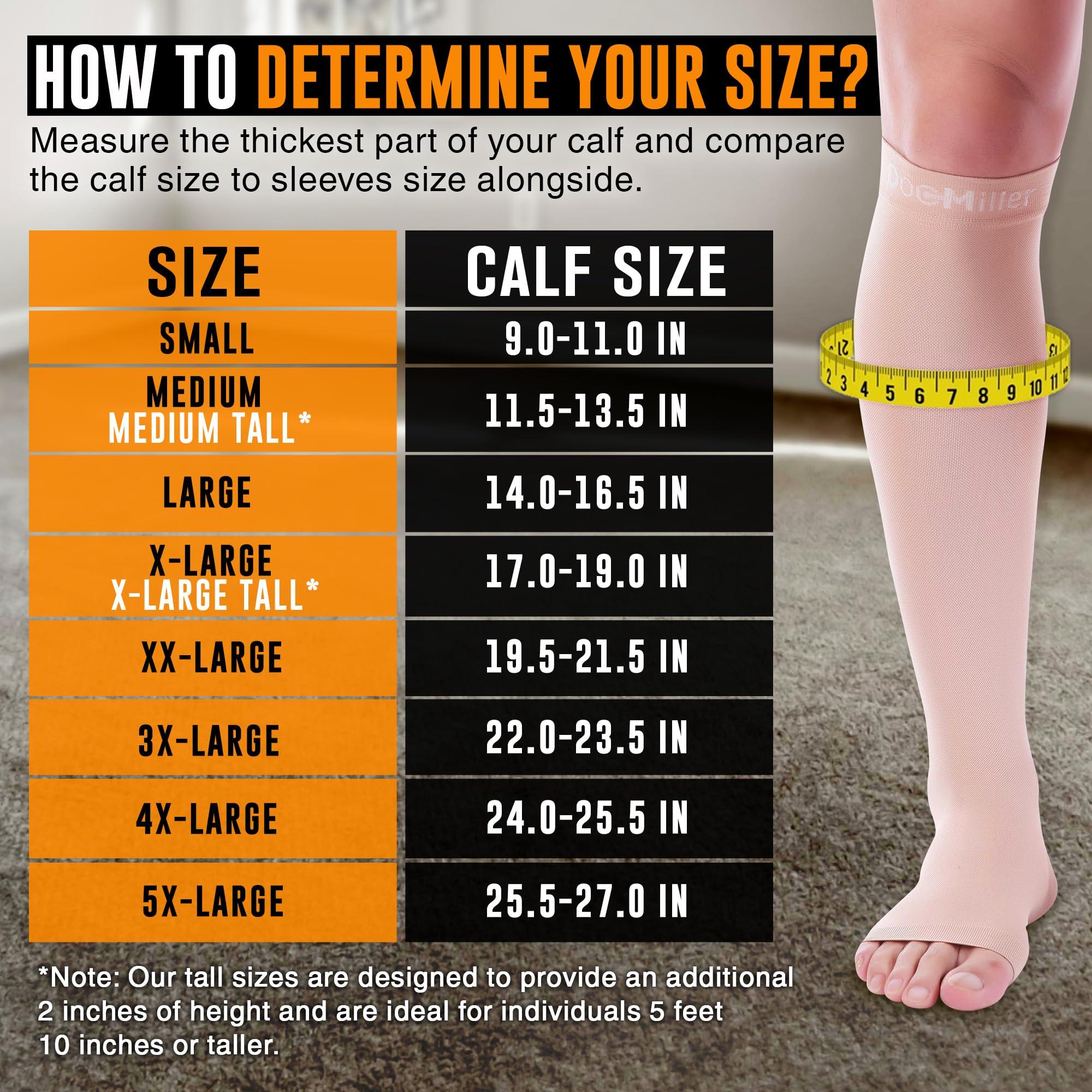 Doc Miller Doc Miller Open Toe Compression Socks, 30-40 mmHg, Toeless, Support Circulation, Shin Splints, Calf Recovery, Varicose, Knee High, Medical Grade, Skin/Nude Socks, 4X-Large Size for Men & Women, Pair