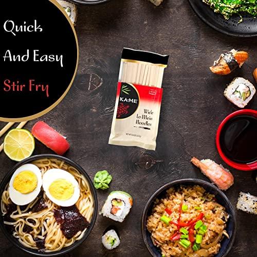 KA-ME Ka-Me Wide Lo Mein Noodles Chinese Pack Of 72 - Bulk Lo Mein Noodles Dry For Delicious And Authentic Quick Meals