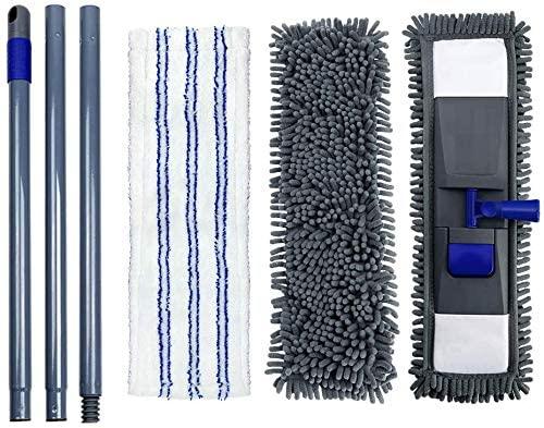 Masthome Masthome Dust Mop for Hardwood Floors, Microfiber Flat Mop with 4 Replaceable Washable Mop Pads and Adjustable Stainless Steel Handle, Microfiber Mops for Floor Cleaning with 1 Cleaning Scraper