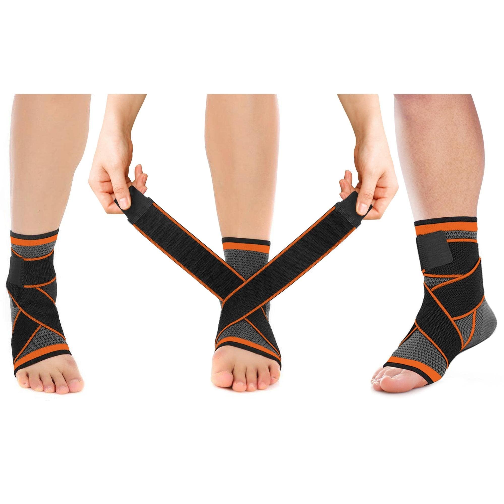 DCF DCF Ankle Brace Compression Support Sleeve Ankle Compression Socks for Plantar Fasciitis, Achilles Tendonitis Pain Relief, Foot & Ankle Swelling, Joint Pain, Heel Spurs (1 Pair) (Medium, Orange)