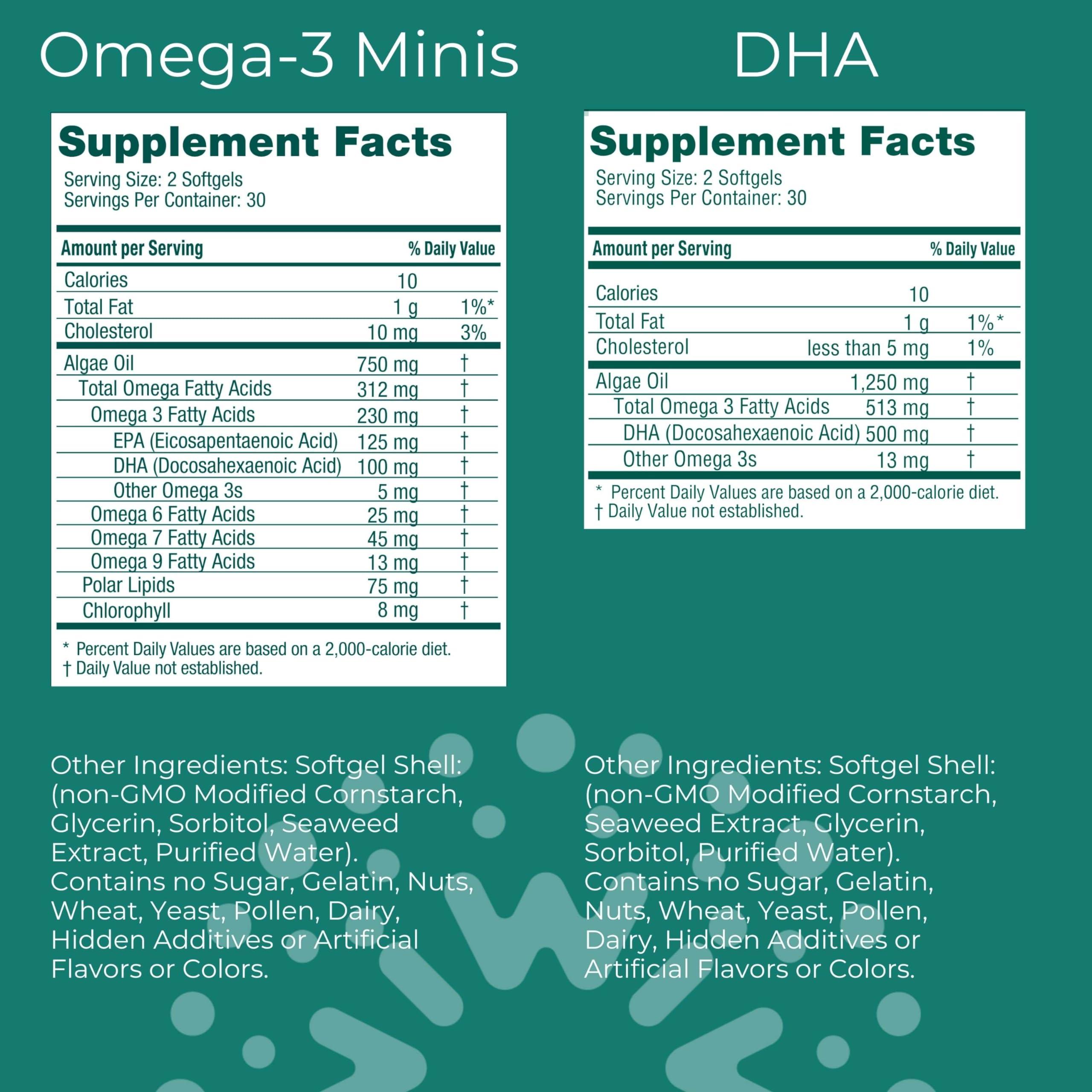 Iwi Iwi Life Omega-3 Minis & DHA Omega-3 Bundle, 30 Servings, Vegan Plant-Based Algae Omega 3, Krill & Fish Oil Alternative, No Fishy Aftertaste