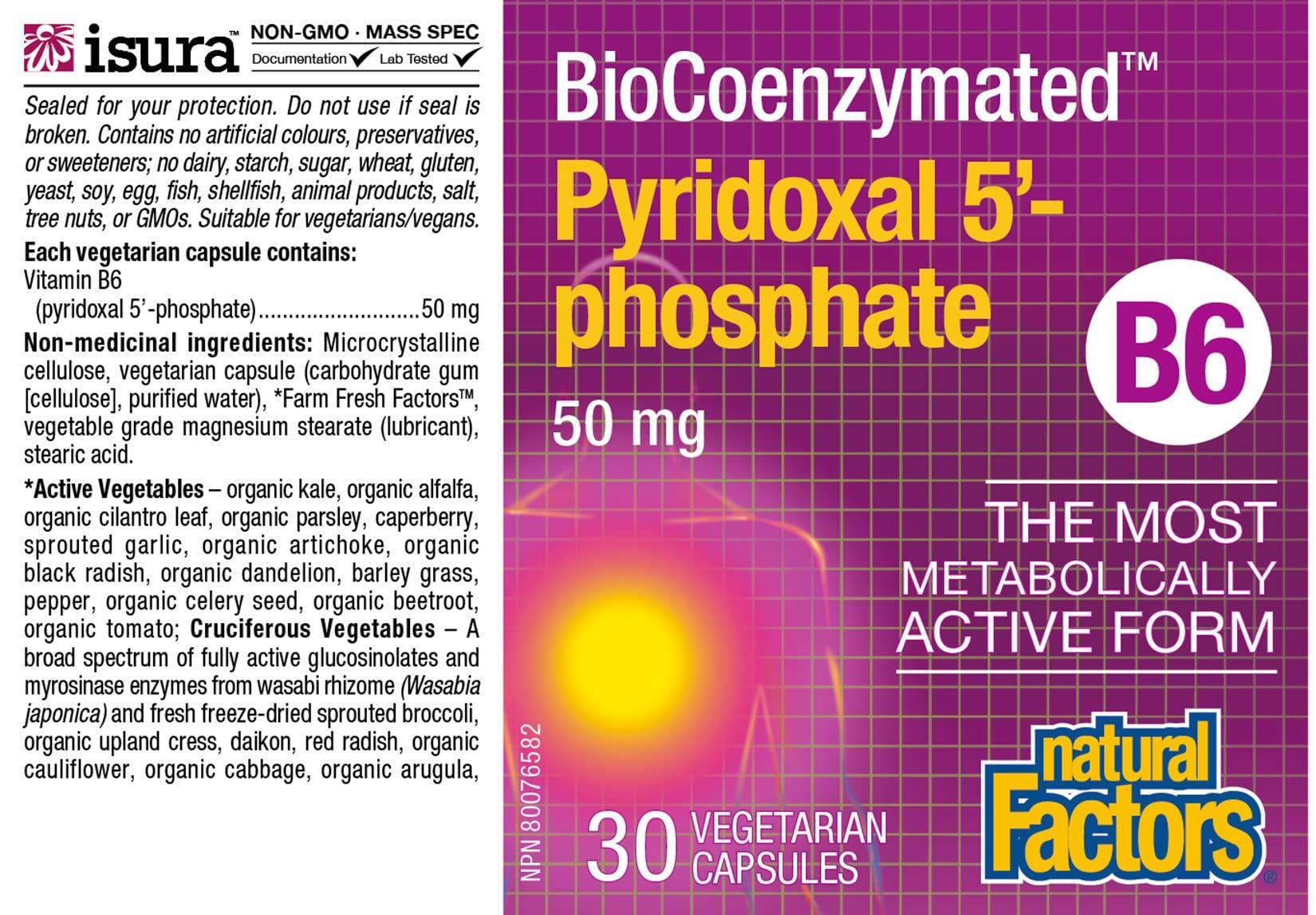 Natural Factors Natural Factors BioCoenzymated Pirodoxal 5\'-Phosphate 50mg 30 VCaps