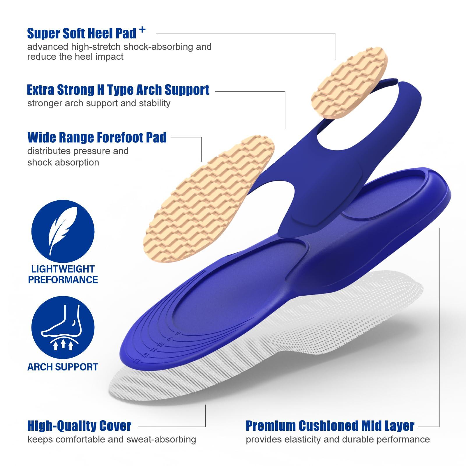GED Skateboarding Shoe Insoles for Women, GED Sports Inserts for Skate Sneakers and Athletic Activity, Orthotic Insoles for Stability, Cushioning, Shock Absorbing, Arch Support, Protection US 6-6.5