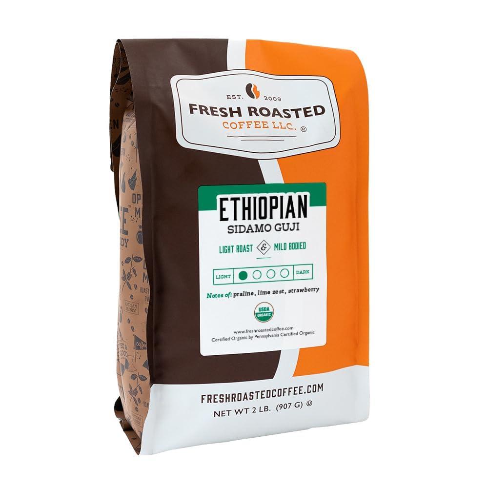 Fresh Roasted Coffee Fresh Roasted Coffee, Ethiopian Sidamo Guji, 2 lb (32 oz), Light Roast, Kosher, Ground