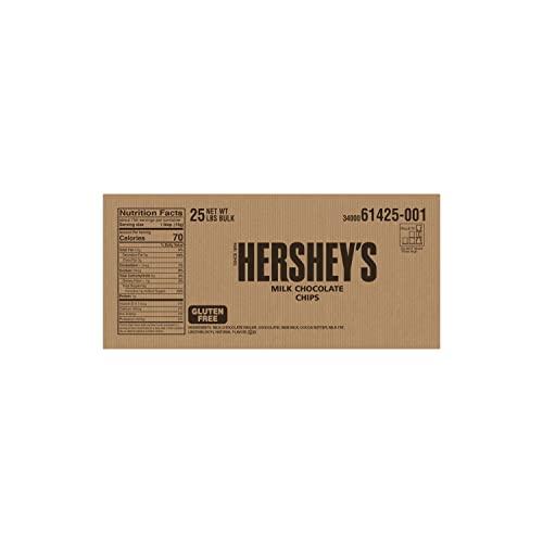 HERSHEY'S HERSHEY'S Milk Chocolate Baking Chips, Baking, Gluten Free, No Preservatives, 25 lb Bulk Case