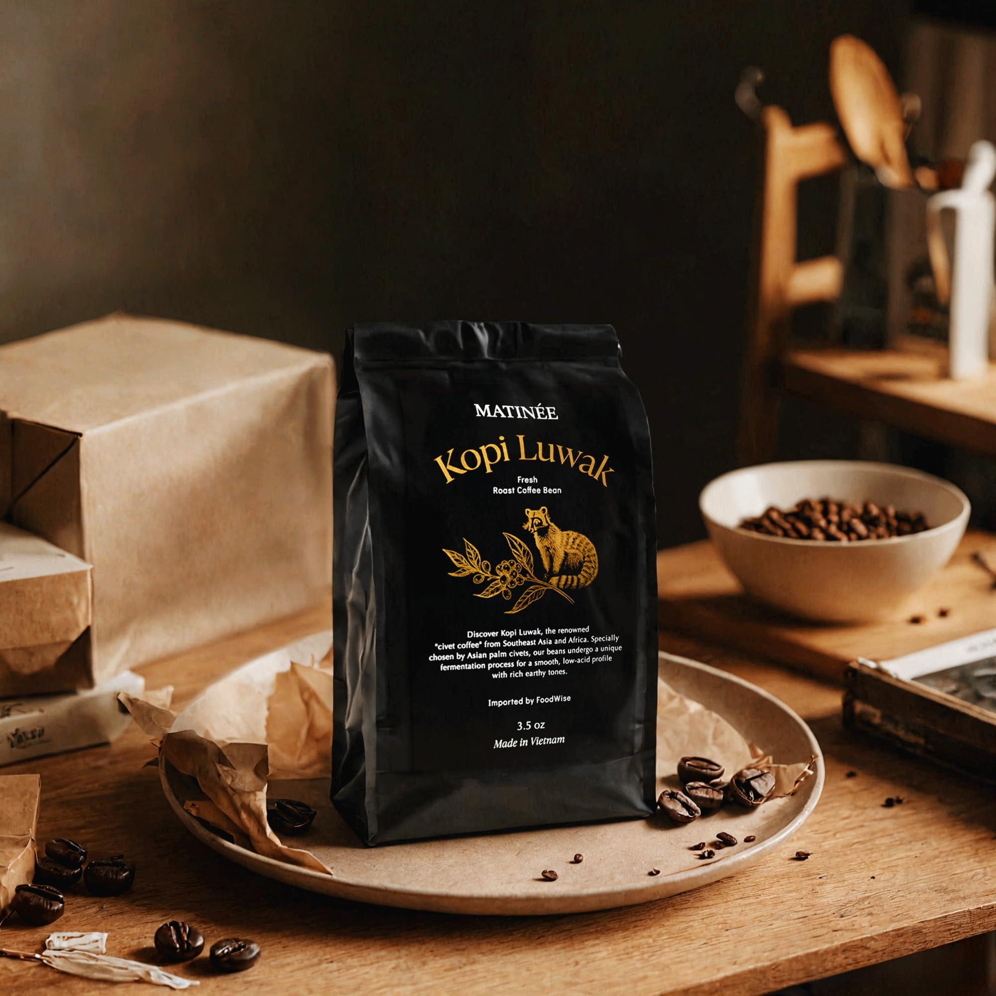 MATINE MATINE Wild Kopi Luwak Coffee Beans, Medium Roast, Whole Bean Coffee, Civet Coffee, Wild Kopi Luwak Coffee - Sustainably Sourced From Vietnam, 8.8oz / 250 Grams