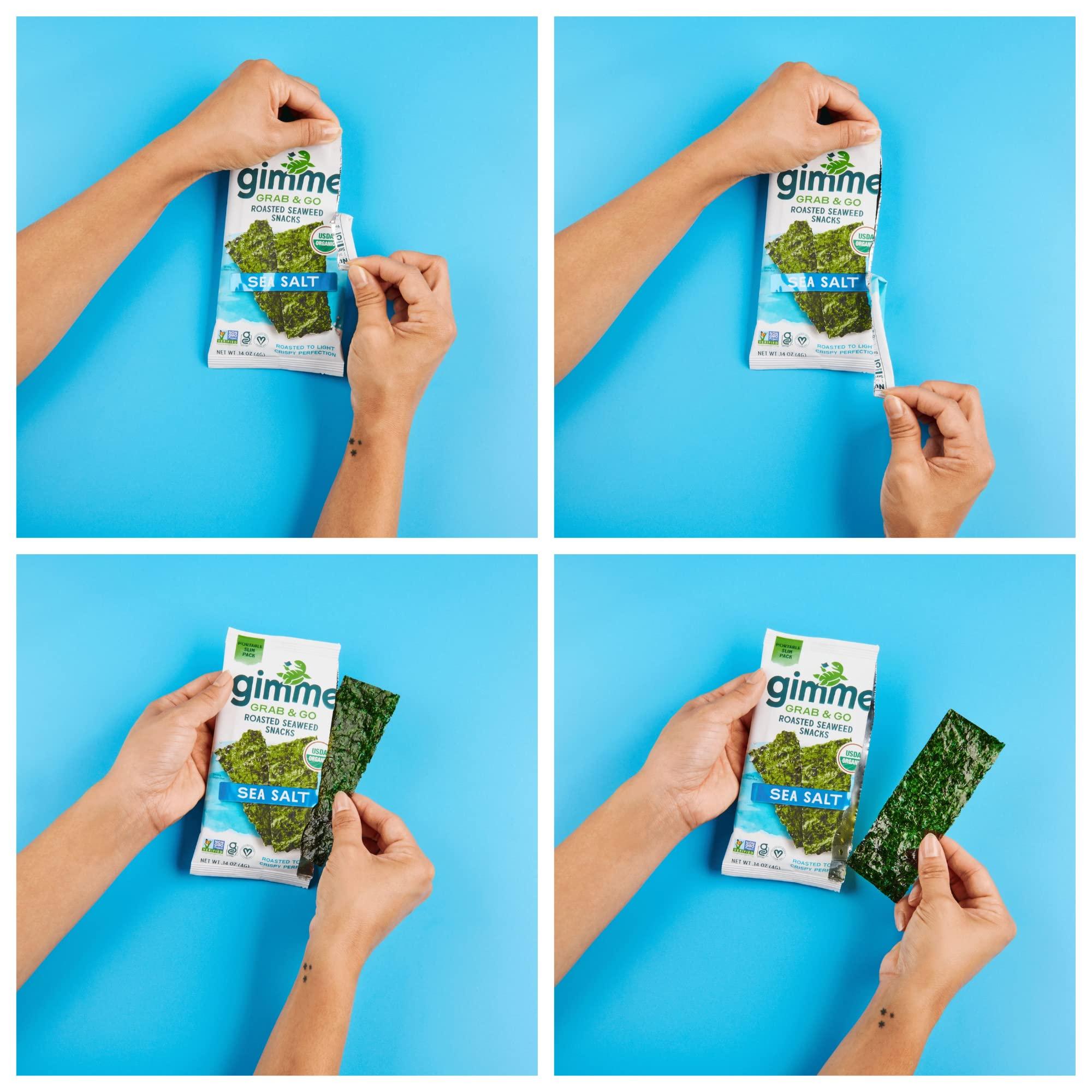 gimMe Gimme Seaweed Grab & Go Organic Premium Roasted Seaweed Snacks, Teriyaki, 5 Count Trayless, Keto, Vegan, Gluten-Free, Source of Omega3s and Iodine, Healthy On-The-Go Snack for Kids and Adults