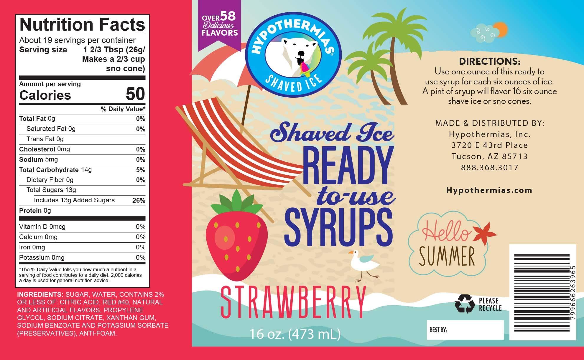 Hypothermias Hypothermias Shaved Ice & Snow Cone Syrup Variety Pack - 6 Pints (16 Fl. Oz.) - Blue Raspberry, Cherry, Strawberry, Grape, Watermelon, Banana - Non-GMO 100% Pure Cane Sugar, BPA-Free Plastic Bottles with Pour Top