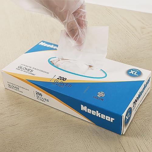 Meekear Meekear Food Prep Disposable Gloves, TPE Clear Latex-Free Food Safe Cleaning Gloves, BPA Free, Powder Free, Oil Tight (200, X-Large)