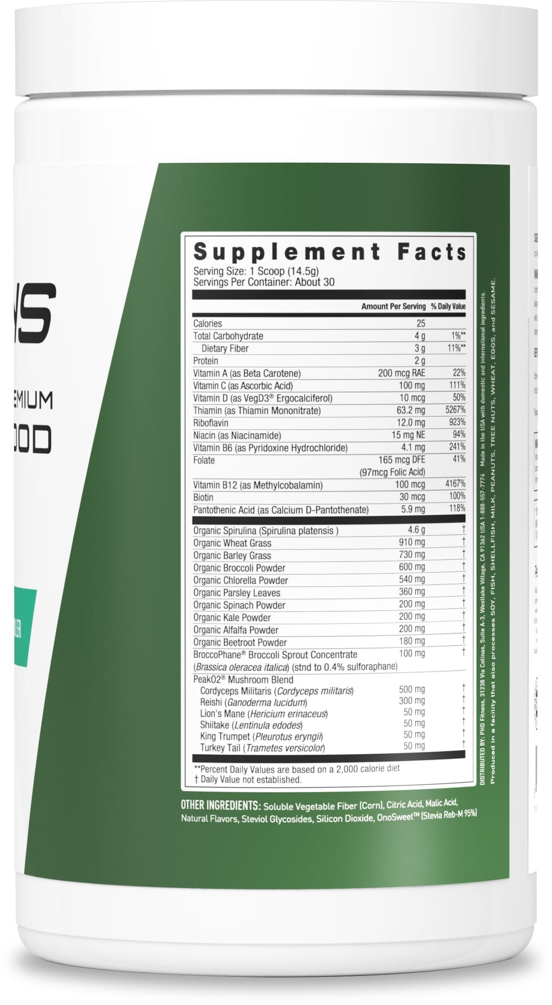 JYM Supplement Science JYM Greens Super Food Powder for Performance, Watermelon Cucumber, Spirulina, Mushrooms, Vitamins, BroccoPhane & Broccoli, Men & Women, 30 Servings