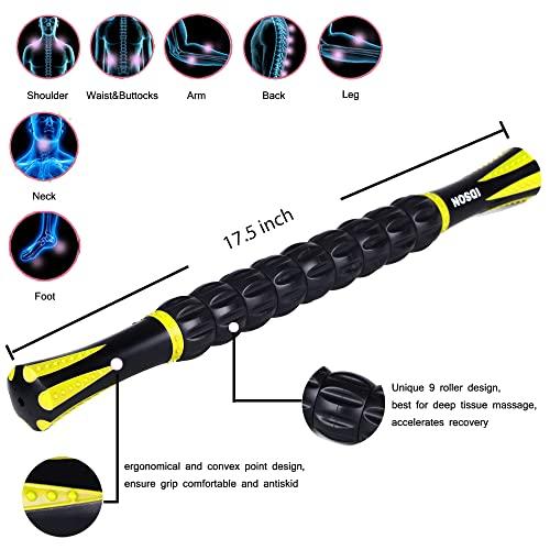 IDSON Idson Muscle Roller Stick for Athletes- Body Massage Sticks Tools-Muscle Roller Massager for Relief Muscle Soreness,Cramping and Tightness,Help Legs and Back Recovery,Black Yellow