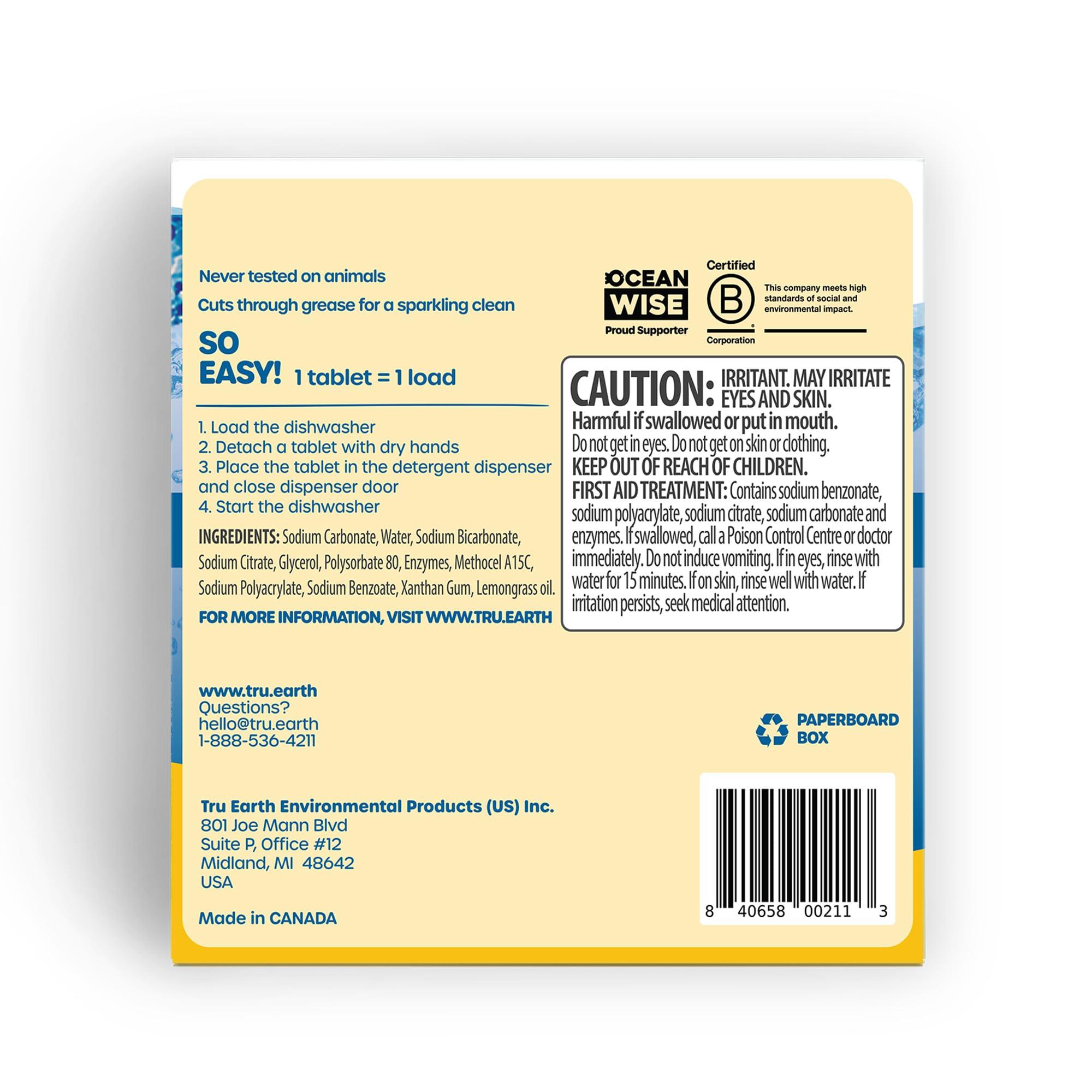 Tru Earth Tru Earth Dishwasher Detergent Tablets - Concentrated Dishwasher Tabs Cut Grease for Sparkling Dishes - Eco Friendly Alternative to Liquid Pods - 30 Tablets, Lemon