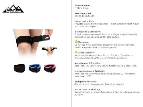 supregear supregear IT Band Strap - Iliotibial Band Compression Wrap, Adjustable Knee Thigh Hip & ITB Support Brace Patellar Tendonitis Stabilizer for Running and Exercise - Men, Women