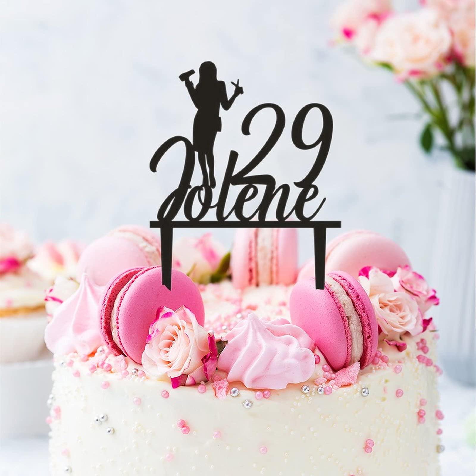 ArogGeld Hairdresser Stylist Cake Topper Personalized Vintage Silhouettes Cake Toppers Customized Birthday Date And Name Cake Topper for Living Room Bedroom Sofa Children or Adults Cake Decoration Supplies