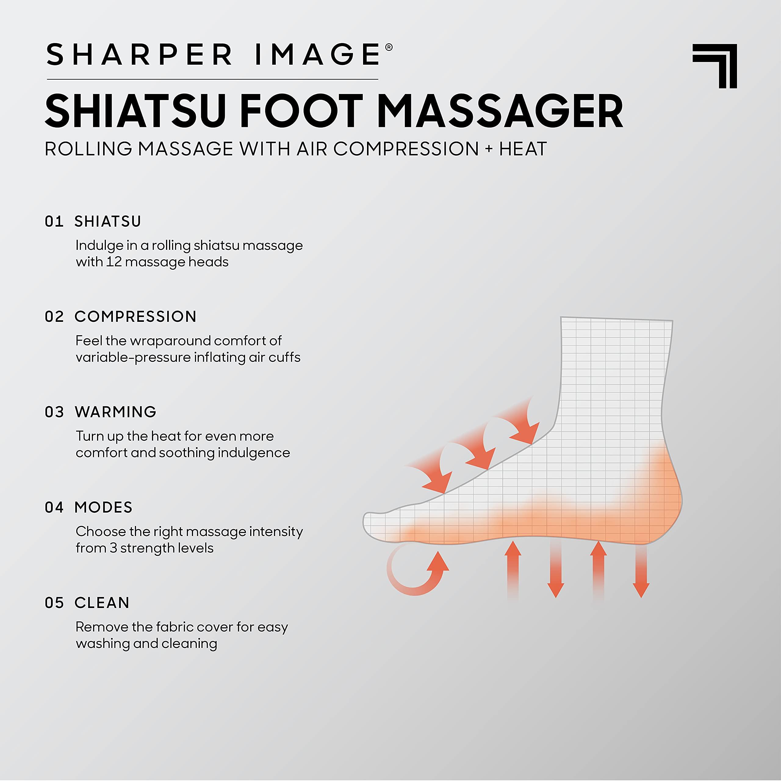 Sharper Image Sharper Image Shiatsu Foot Massager Rolling Massage with Air Compression, Relax Tired & Sore Toes with Heat Therapy, Adjustable Massage Levels, Fits up to Mens 12/Womens 14, Holiday Gift