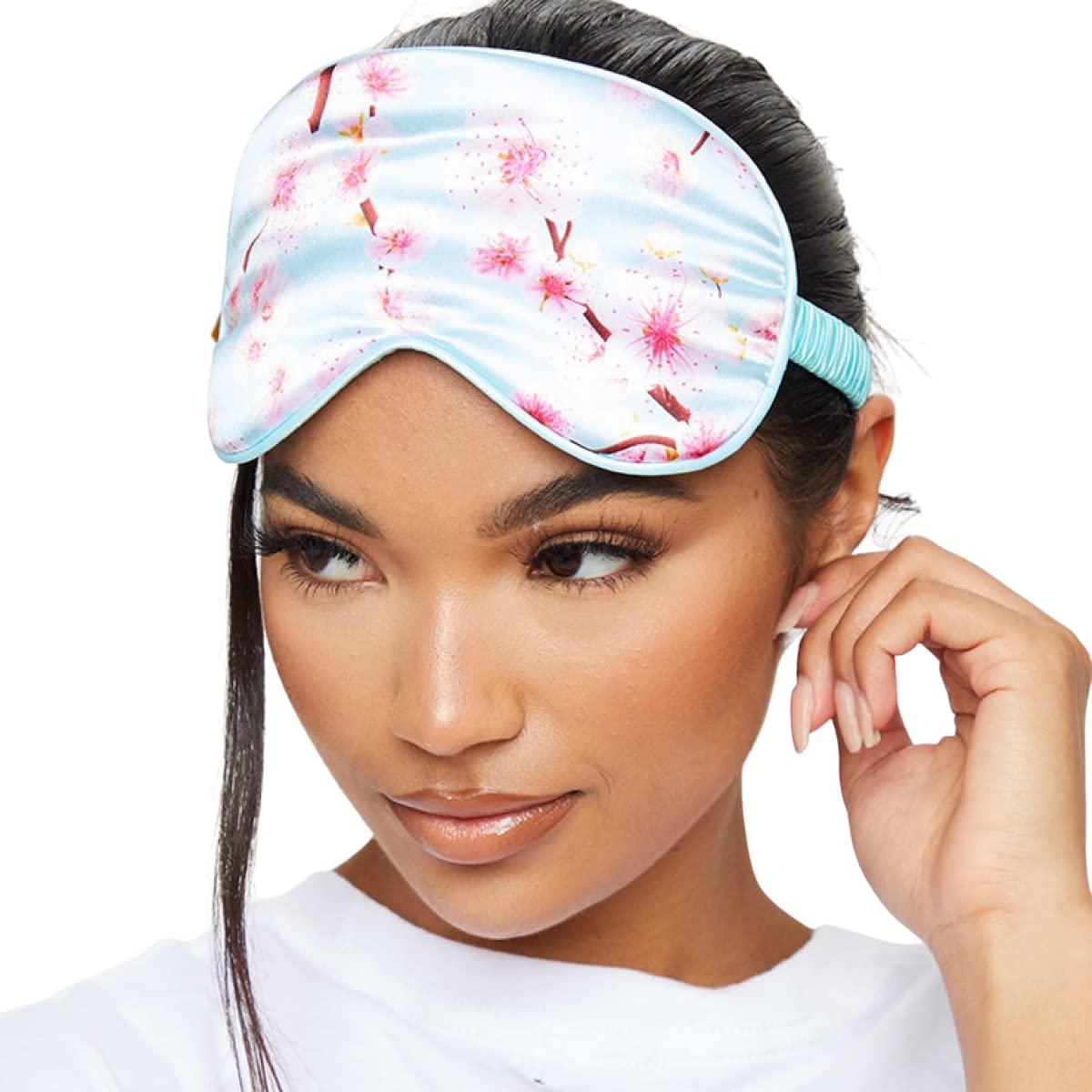 SMUG SMUG Satin Sleep Mask & Eye Mask | Travel Sleep Masks for Women & Men | Soft Sleeping Eye Mask to Nourish Skin & Reduce Dark Circles | Eye Sleep Mask Shades to Block Out Light | Cherry Blossom