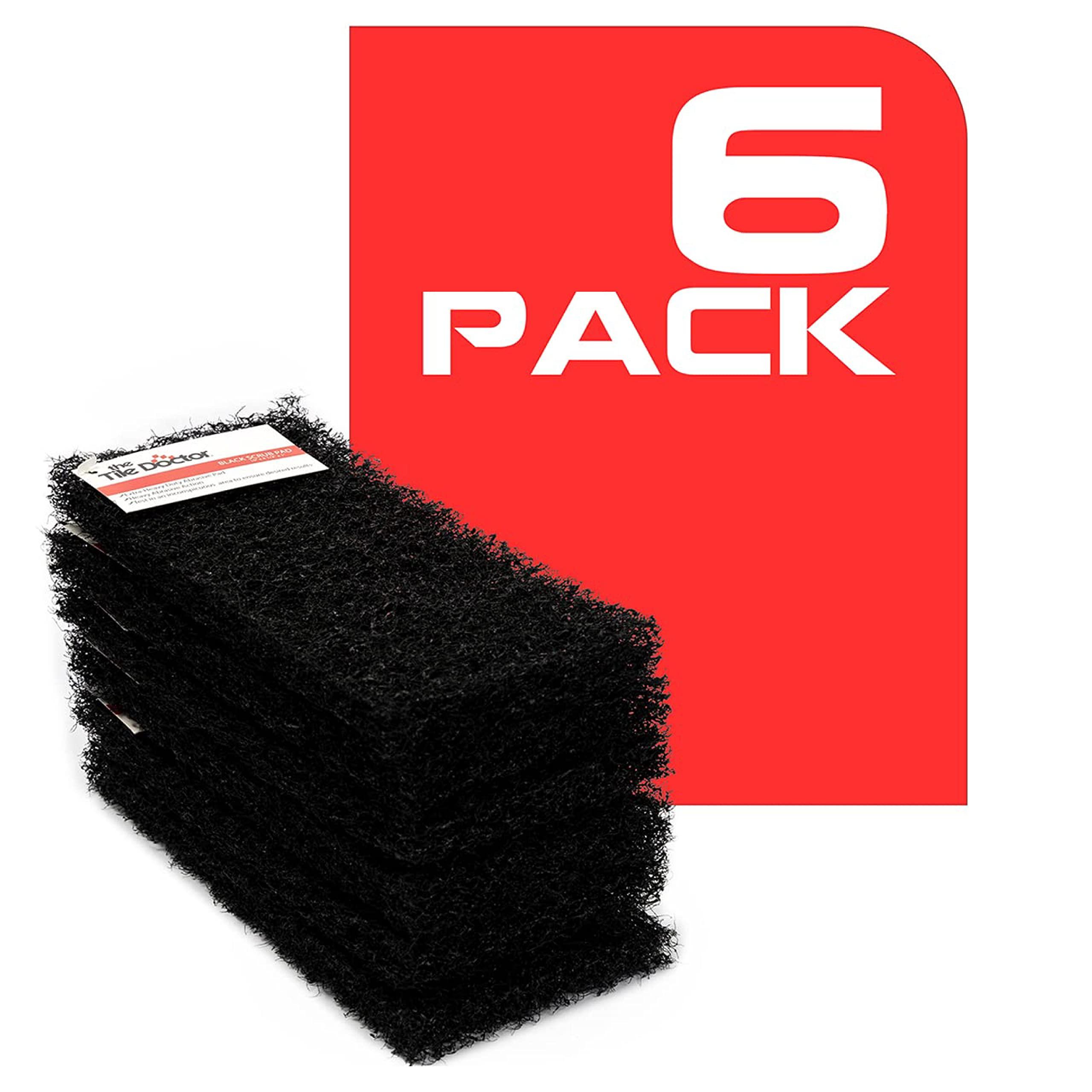 The Tile Doctor The Tile Doctor Multipurpose Scrub Pad - Ideal for Bathroom, Kitchen & Floor Cleaning - Non-Scratch Dish Sponge & Shower Scrubber - High Abrasion - (Black - Extra Heavy Duty, 6 Pack)