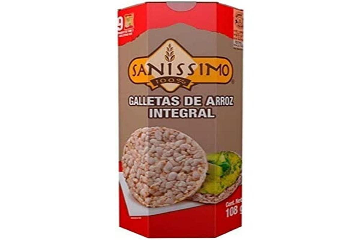 Sanissimo Brown rice crackers 9 packages count containing two cookies each (18 in total), made with whole grains that will add fiber to your body. A perfect food for athletes, dieters, children with poor appetite and busy people.180 gram pack.