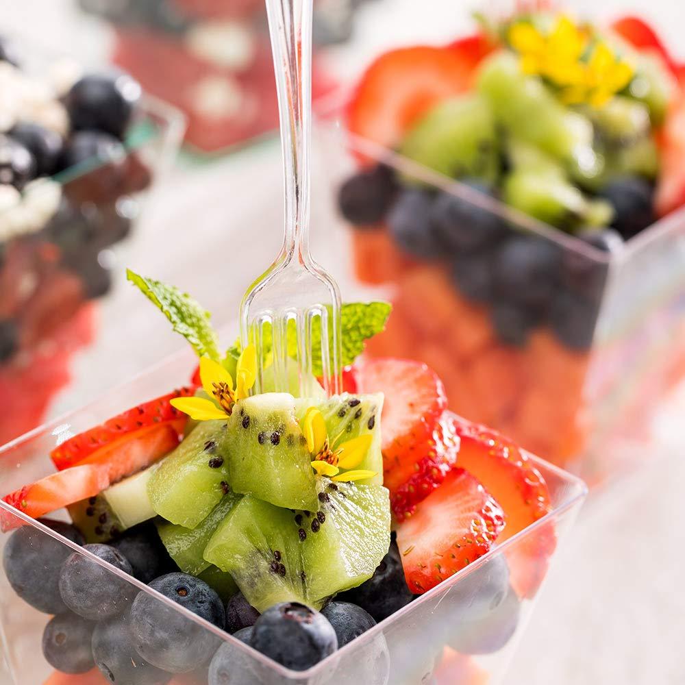 Restaurantware Restaurantware 4 Inch Mini Forks 100 Disposable Tiny Forks - Heavy-Duty Pair With Hors D\'oeuvres Desserts Or Samples Clear Plastic Appetizer Forks For Parties Weddings Or Catering