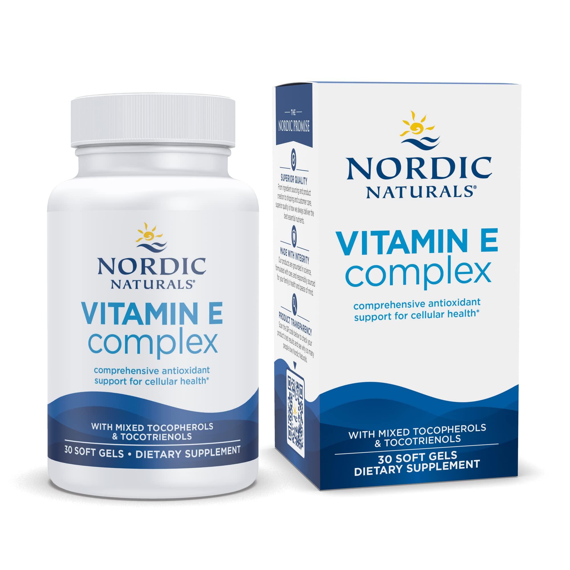Nordic Naturals Nordic Naturals Vitamin E Complex, Unflavored - 30 Soft Gels - 6 Forms of Vitamin E for Antioxidant Support - Cellular Protection - Non-GMO - 30 Servings