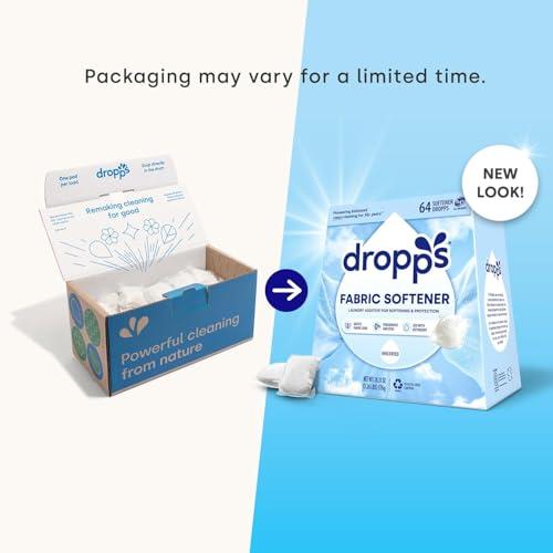 dropps Dropps Laundry Fabric Softener Pods, Unscented (64 Pods) - Fabric Softener Liquid Pods for Fluffy, Soft Fabrics - HE Compatible Mineral Based Ingredients Laundry Supplies