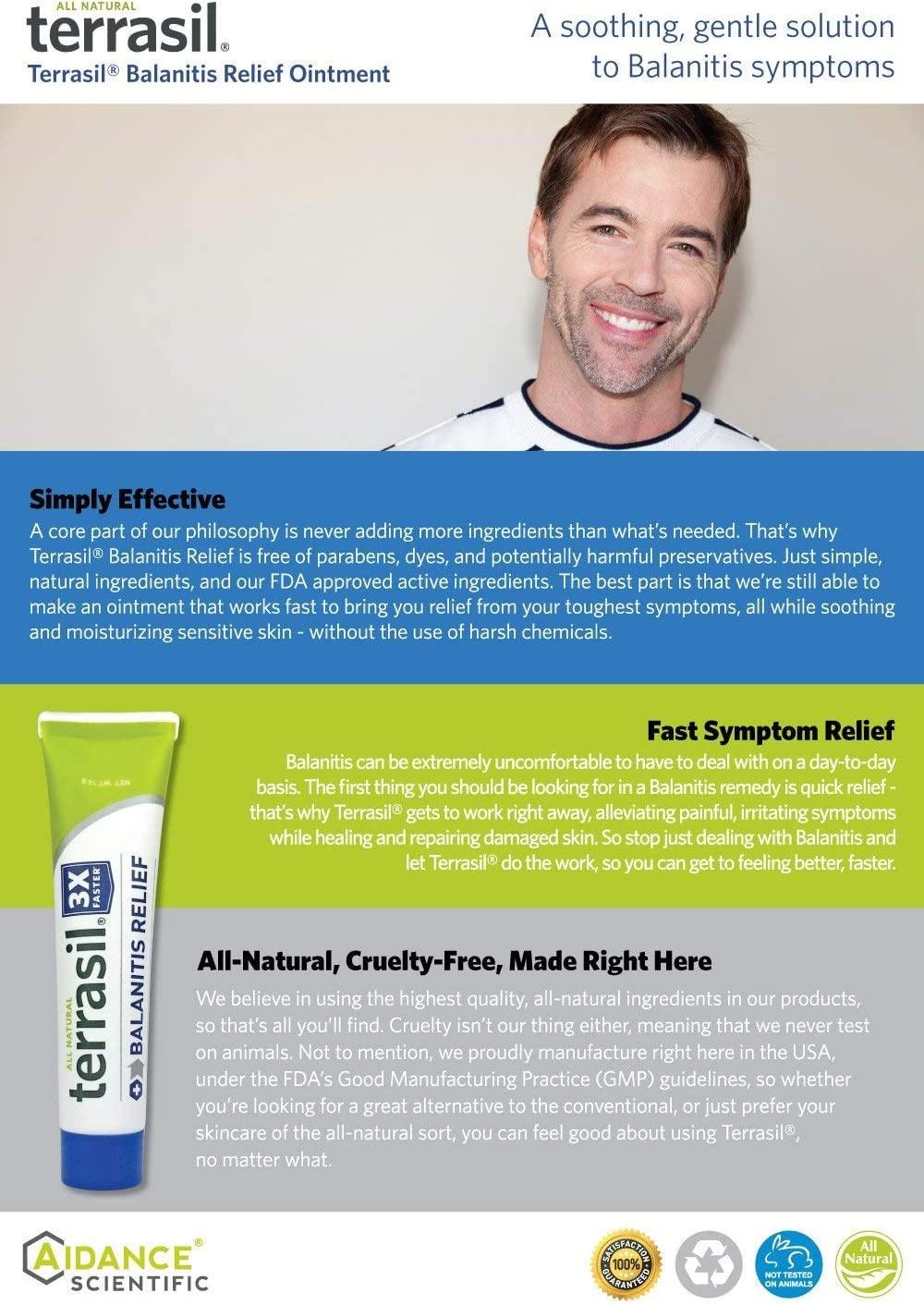 Aidance terrasil Balanitis Relief, Balanitis Treatment for Men, Soothing Foreskin Cream for Relief from Balanitis Symptoms: Irritation, Itch, Redness and Inflammation. Dermatologist Tested (50g)