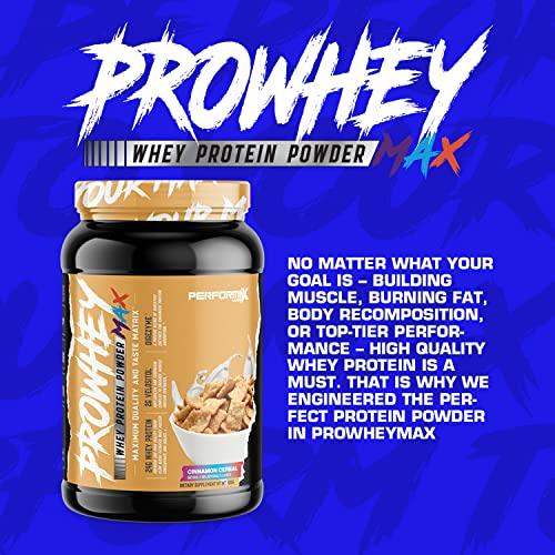 Performax Labs ProWhey Max Whey Protein Powder | Maximum Quality and Taste | 24g Protein with Added Digestive Enzymes | Delicious Flavors (Cinnamon Cereal, 2 Pounds)