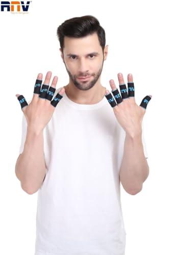 RNV RNV 10 PIECES BLACK COTTON ELASTIC STRETCHABLE FINGER COMPRESSION SLEEVE FOR COMFORT AND SUPPORT FOR FINGERS
