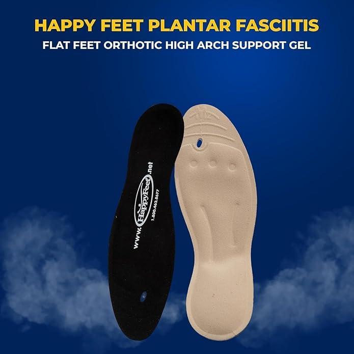 Elegance By Design Happy Feet Plantar Fasciitis Flat Feet Orthotic High Arch Support Gel Insert Shoe Insoles for Mens and Womens