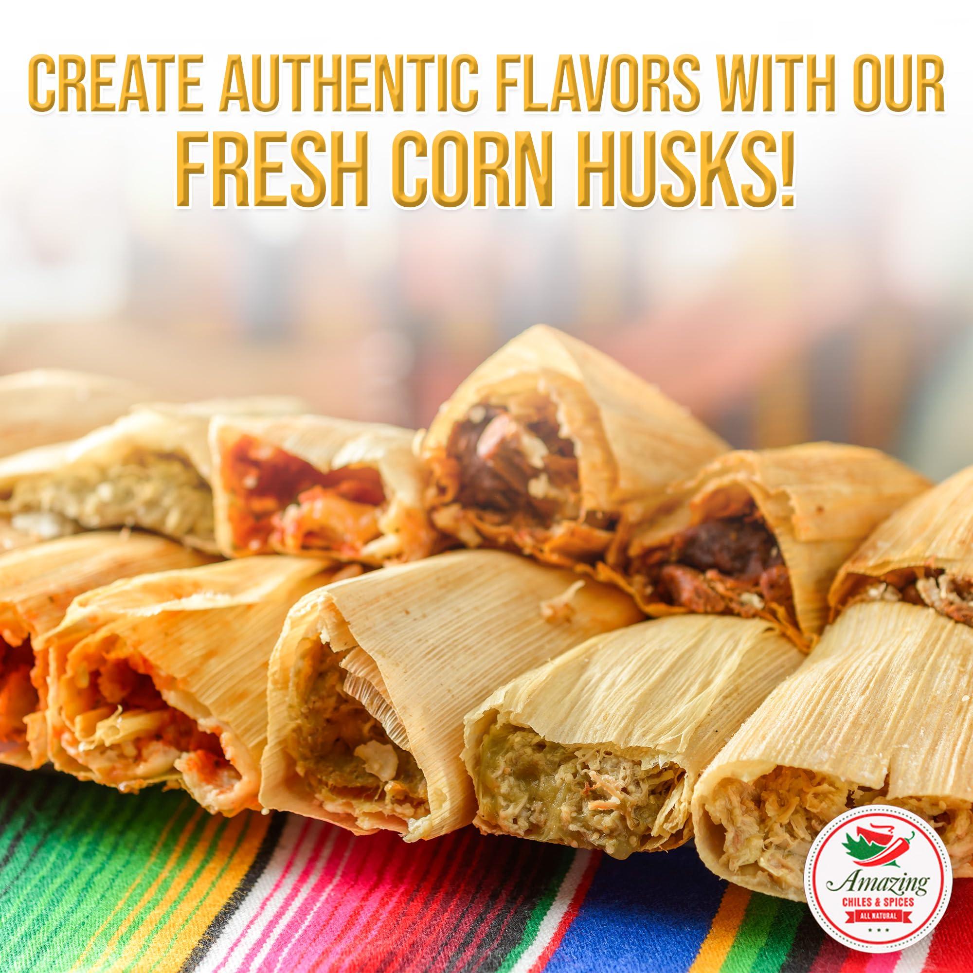 Amazing Chiles & Spices Corn Husks For Tamales 1 LB (16oz) - Natural and Premium Dried Corn Husk Tamale Wrappers | Perfect Hojas Para Tamal for Authentic, Flavorful Tamales | By Amazing Chiles and Spices