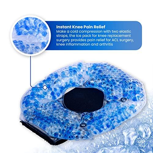 Ikisdo Care Therapy Wrap Reusable Hot & Cold Gel Beads Best Ice Pack with Elastic Adjustable Strap for Knee - Joint & Muscle Pain Relief for Runner, Athletes