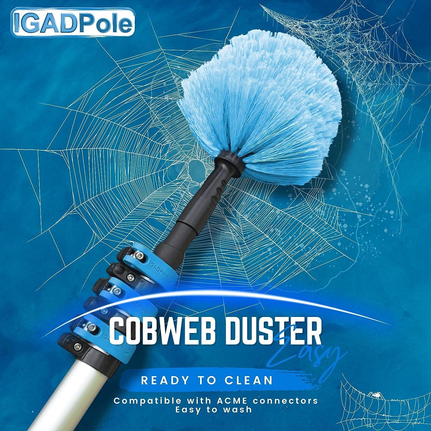 IGAD IGADPole Cleaning Kit 17ft Telescopic High Reach Extension Pole with Extending Round Cobweb Duster