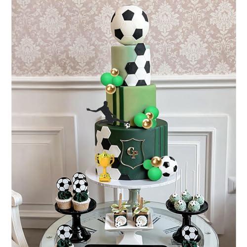 RASSLISA 36 PCS Soccer Cake Toppers Football Cake Decorations for Soccer Theme Party Football Theme Party Sport Party Supplies