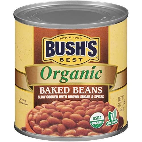Bush's Best Bush's Best Organic Baked Beans, 16 Ounce Can - Canned Beans, Baked Beans Canned, Source of Plant Based Protein and Fiber, Low Fat, Gluten Free (Pack of 6)