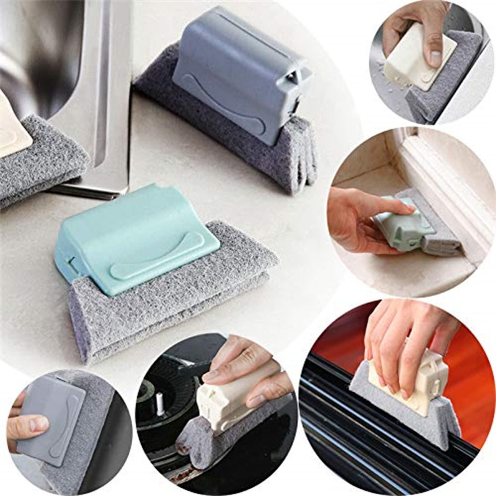 FuXinWorld 3PCS Magic Hand-held Window Cleaning Brush Creative Door Window Groove Cleaning Brushes Kitchen Decontamination Brush Fixed Slide Brush Head,Household Cleaning Tools for All Corners and Gaps