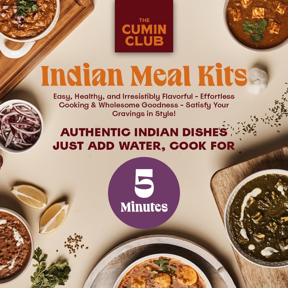 the cumin club The Cumin Club Indian Meal Kit - Easy, Healthy, and Irresistibly Flavorful - Instant Meals Effortless Cooking & Wholesome Goodness - Ready to Eat Indian Food (Pack of 8)
