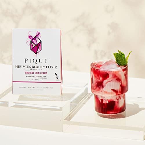 PIQUE Pique Organic Hibiscus Tea Crystals - Powerful Antioxidants and Caffeine-Free Herbal Tea, Real Egyptian Flower for Glowing Skin - 28 Single Serve Sticks (Pack of 2)