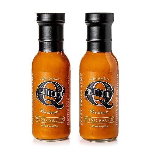 MIGHTY QUINN\'S BARBEQUE Mighty Quinn\'s Wing Sauce | Spicy Chicken Wing Sauce, Gluten Free, All-Natural Ingredients, No High Fructose Corn Syrup, Chile, Lime, Honey | Great for all Proteins and Veggies | 8 oz, 2 Pack