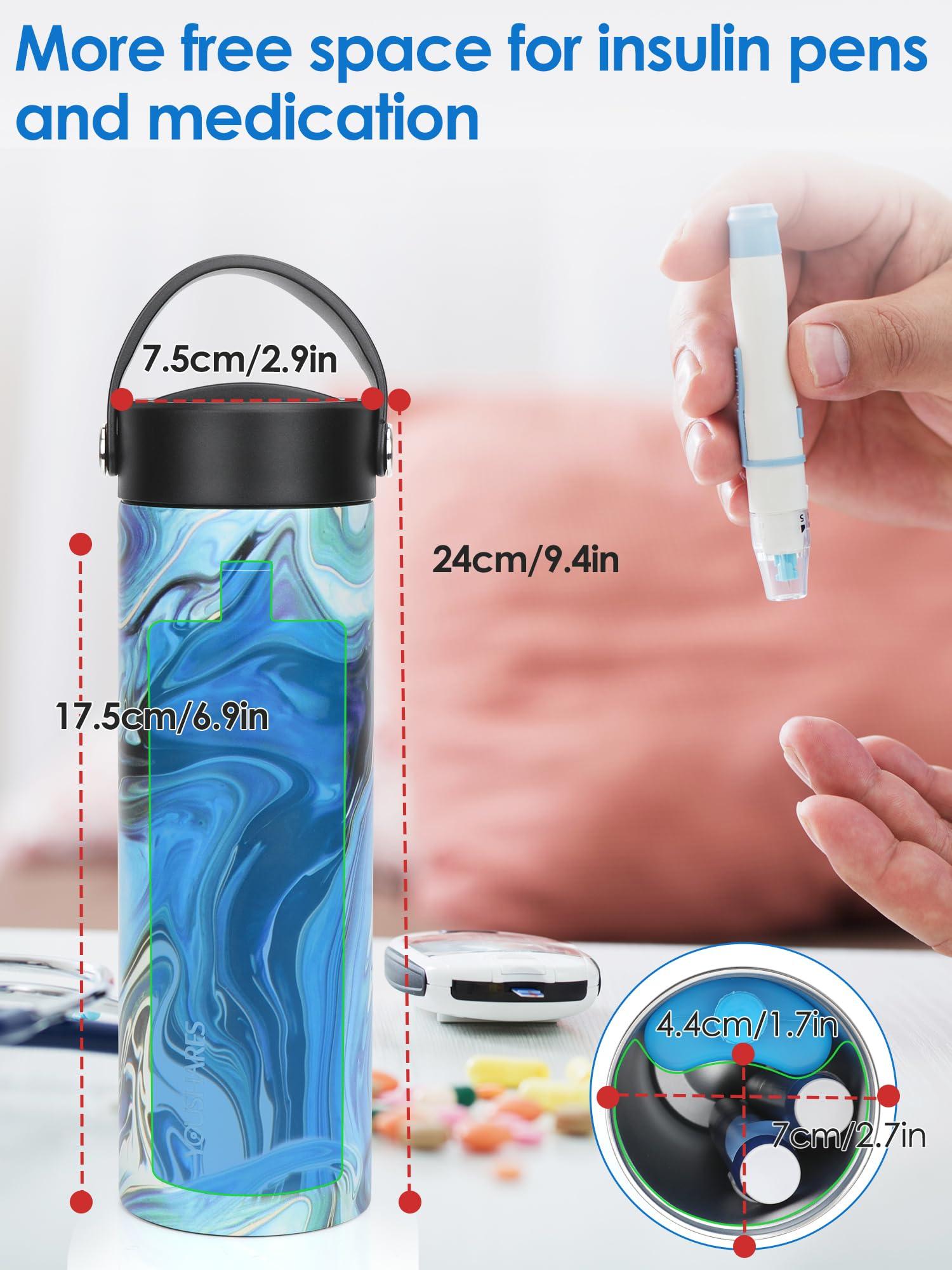 YOUSHARES YOUSHARES 24H Insulin Cooler Travel Case Insulin Pen Cooler Bottle, 1-5 Pens Refrigerated Medicine Travel Case with TSA Approved Ice Pack, Portable Diabetes Travel Case for Long Trip and Daily