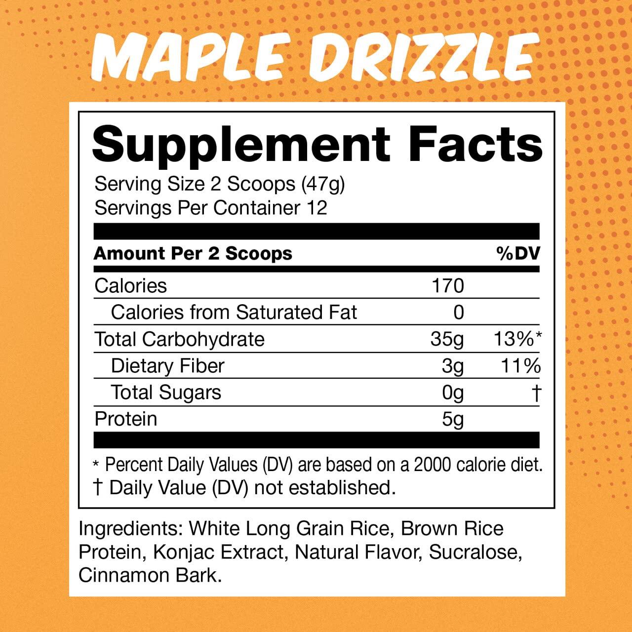 PROJECT AD LLC Hangry Joe\'s Cream Of Rice Hot Rice Cereal, More Food Less Calories, Nutritious Breakfast Meal, Made With Rice Protein (Maple Drizzle)