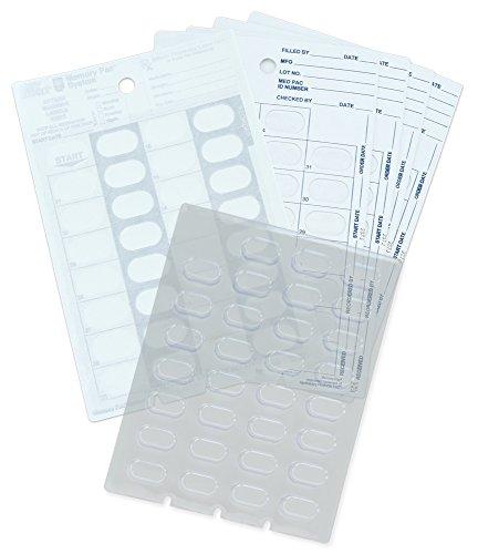 Apothecary Medication Blister Pack Refill Set Cold Seal - Includes Blister Trays & Cold-Seal Cards - Pill Blister Sizes Regular or Jumbo Blisters (Monthly - Jumbo 5/8" Deep - 100 Pack)